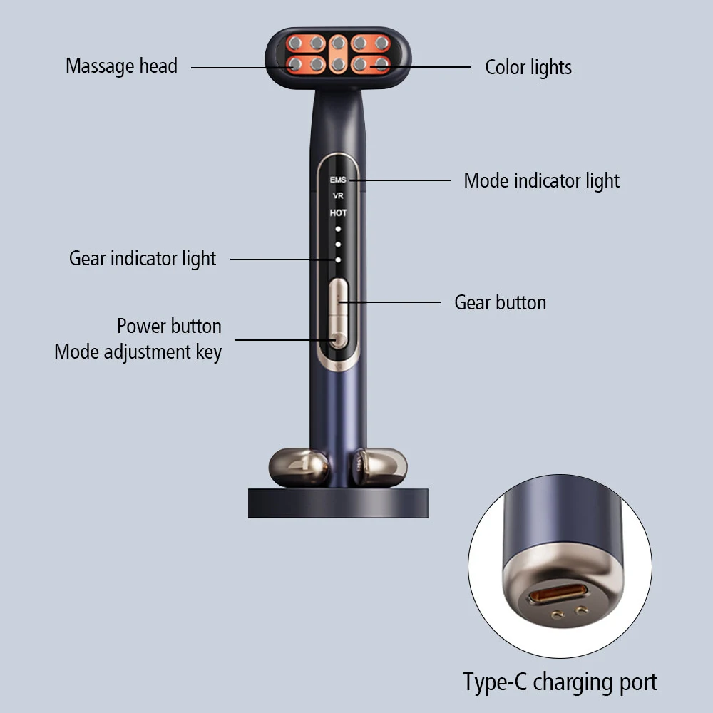 New Arrival 9 Led Colors Therapy Wand Skin Care Wand Ems Micro-current Beauty Eye Lifting Facial Beauty Device Eye Massager Wand