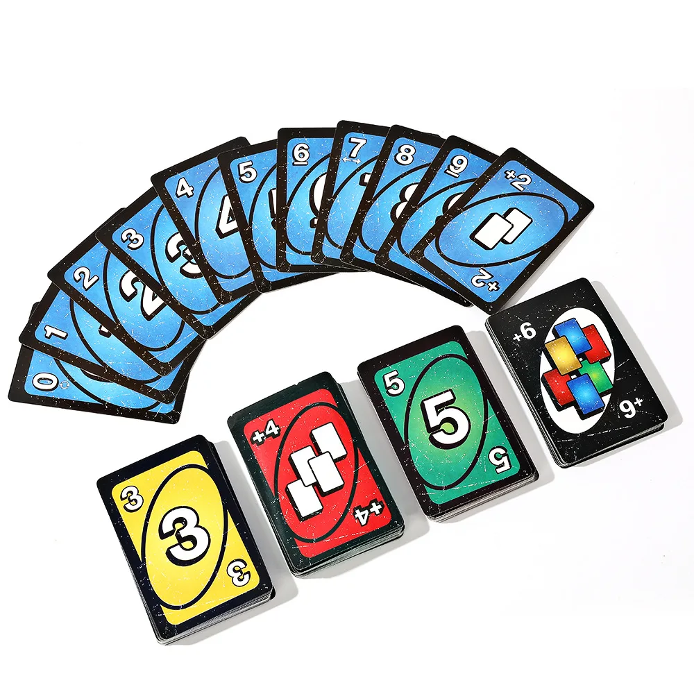168PCS Amazons Hot Sale Red Unoes no Mercy Board Game for Adult Thickened Paper Party Playing UNOS Cards Game for Kids