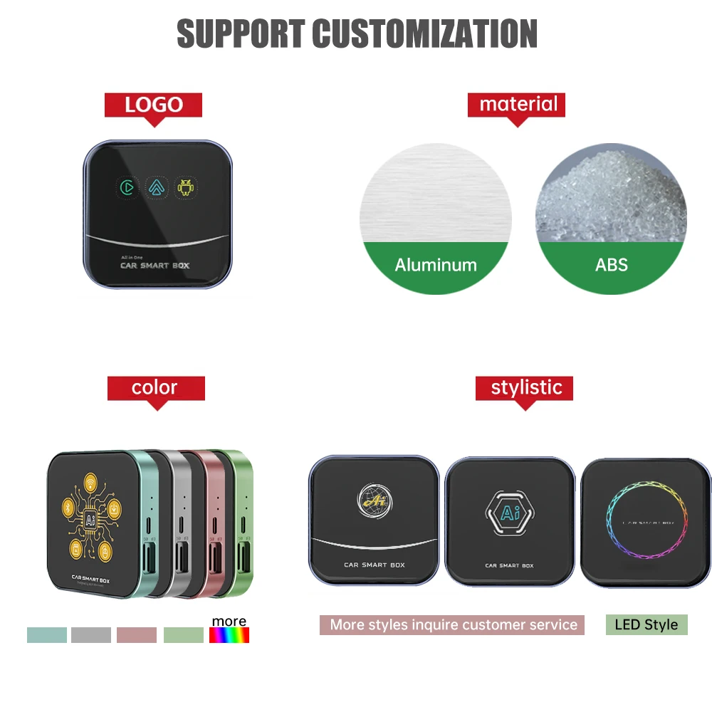 Boyi Smart Ai Box 3 in 1 4GB+64GB Youtube Wired To Wireless Adapter Carplay Android Auto 13 Car Carplay  Wireless Carplay