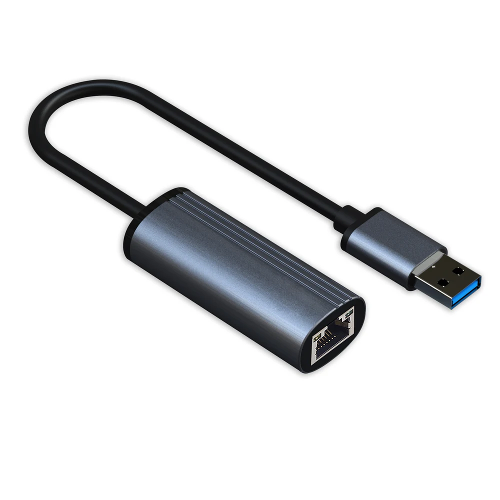 Black Aluminum Alloy Mini USB A USB C to RJ45 Ethernet Adapter USB 3.0 Hub