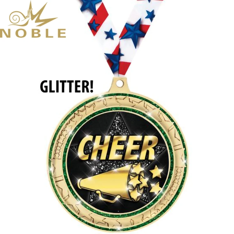 Factory Manufacturer Custom Gold Glitter Cheerleading Metal Medals for Women