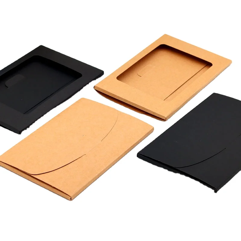 Retro Postcard Cover 16*10.5cm 250gsm Hollow Blank Window Box Personality Kraft Paper Envelopes packaging With Insert Slot