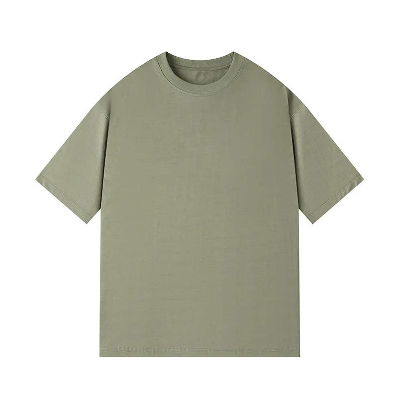 Unisex Heavyweight 320 Gsm Cotton Custom Puffer Logo Summer Fashion Oversize Hombre T-shirt Plus Size Mock Neck T Shirt
