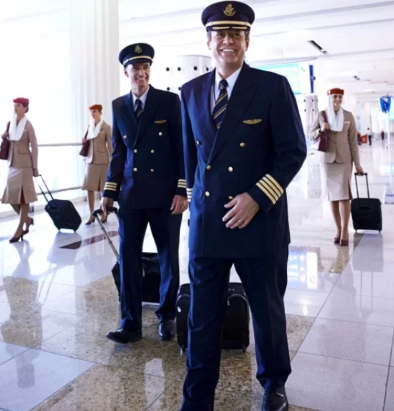 Custom high quality  black color double breasted design mens Emirates airlines pilots uniform