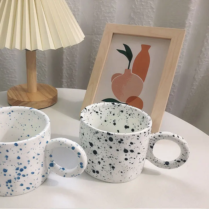 Creative splash-ink mug ceramic cup household Coffee Milk Cup female Klein blue giftLOGOWater Cup