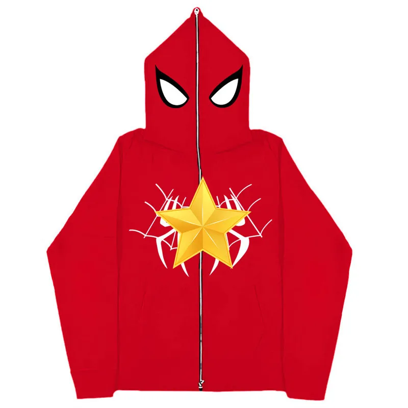 Custom New Arrivals Streetwear Anime Embroidery Pink Spider Hoodies Unisex High Quality Full Face Zip Up Hoodie