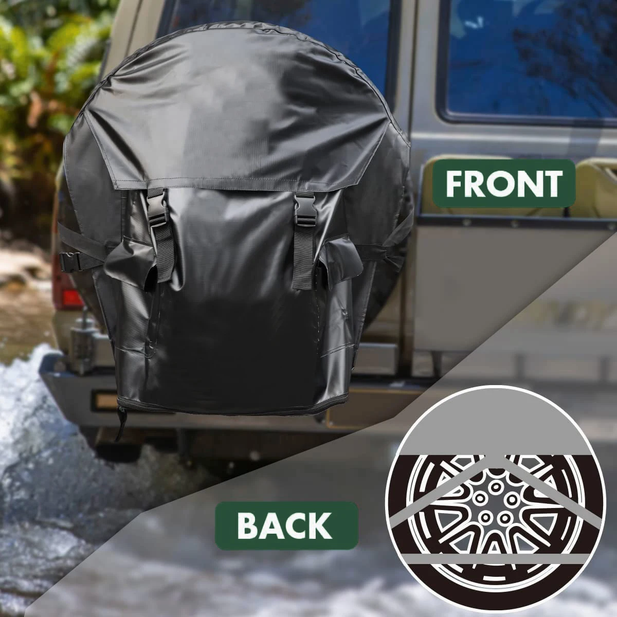 Heavy Duty Truck Tailgate Spare Tire Trash Bag with Pocket