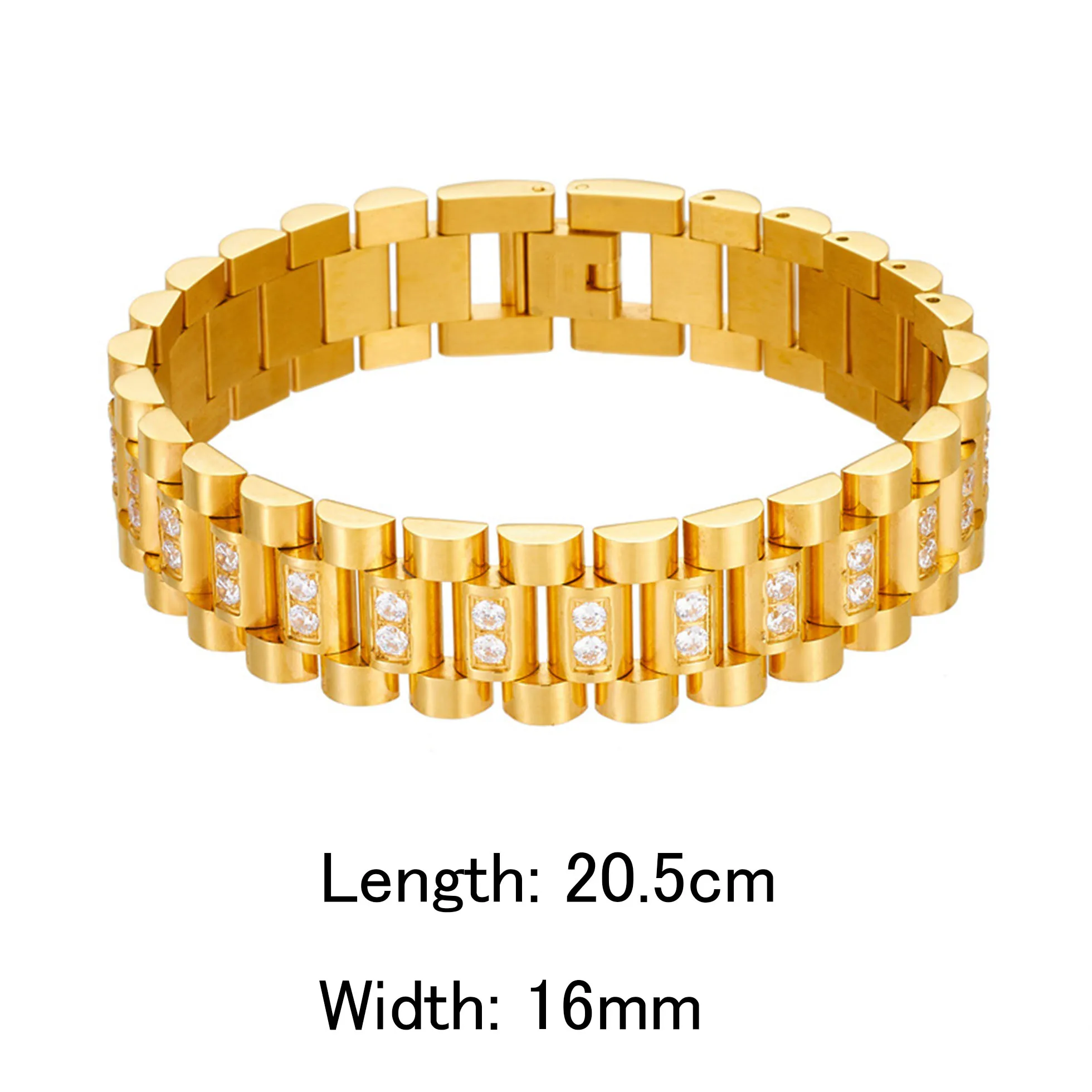 Personalized Unisex Chunky Stainless Steel Gold Plated Fashion Link Chain Bracelets Men Ice Out Stainless Steel