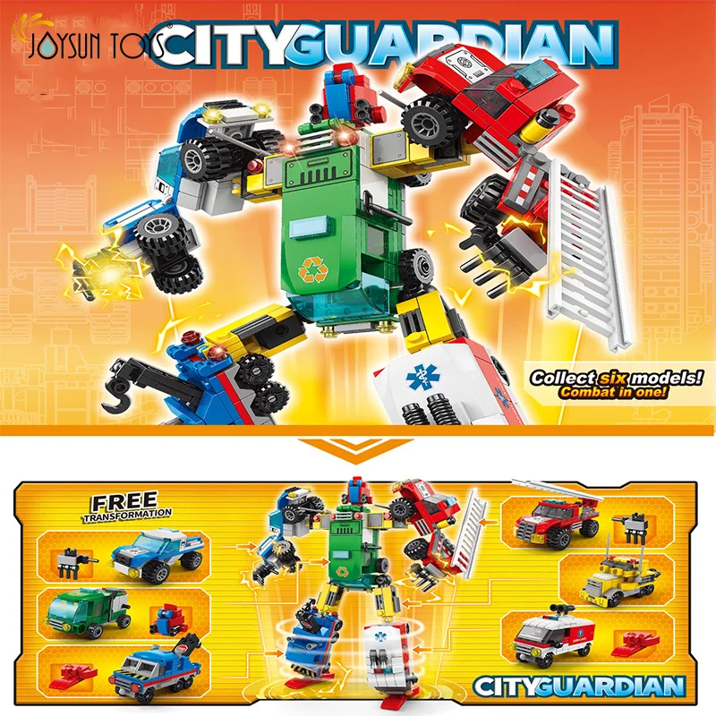 6-in-1Urban Mech robots Bricks Assemble Toys Building Block Educational car Building Block Set For Children