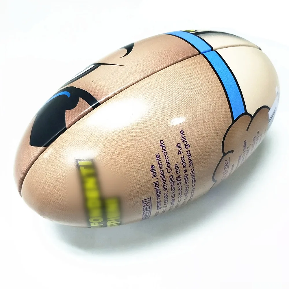 Metal Tinplate Egg Shape Sweet Chocolate Candy Packaging Tin Can Canister