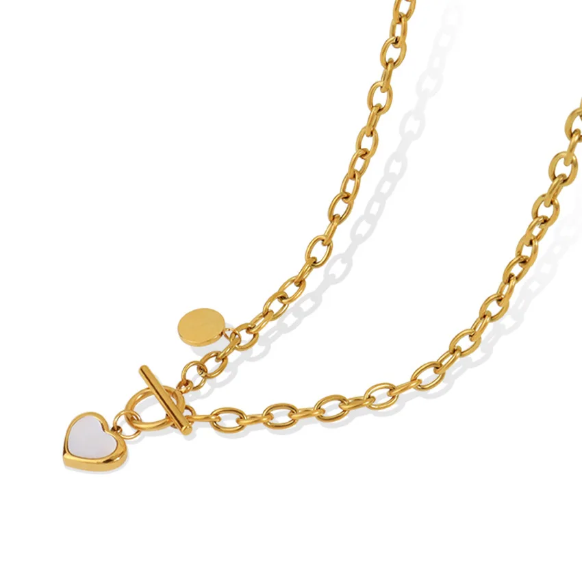 Love Heart Friendship Bracelet Necklace Sets Women Gift Stainless Steel Engagement Wedding Party Chain Bracelets Toggle Clasp