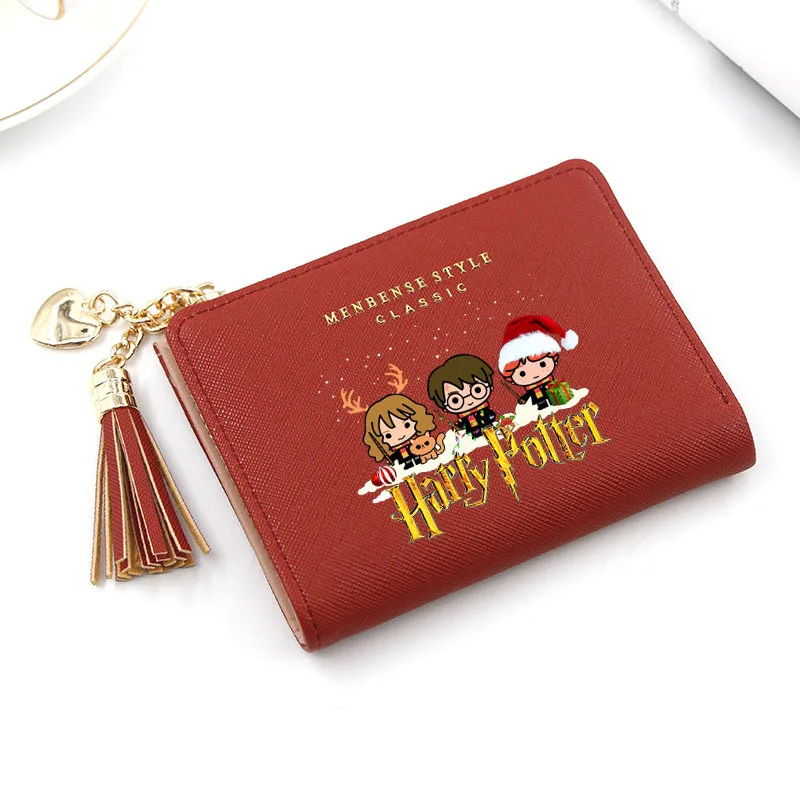 Anime peripheral Harry zipper wallet Fringe wallet Folding pu short card bag coin purse