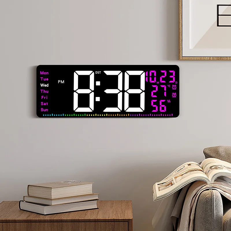 New Arrival Seconds Dynamic Lights Design Multi-functional Remote Control Timer Alarm Clock LED Digital Wall Clocks