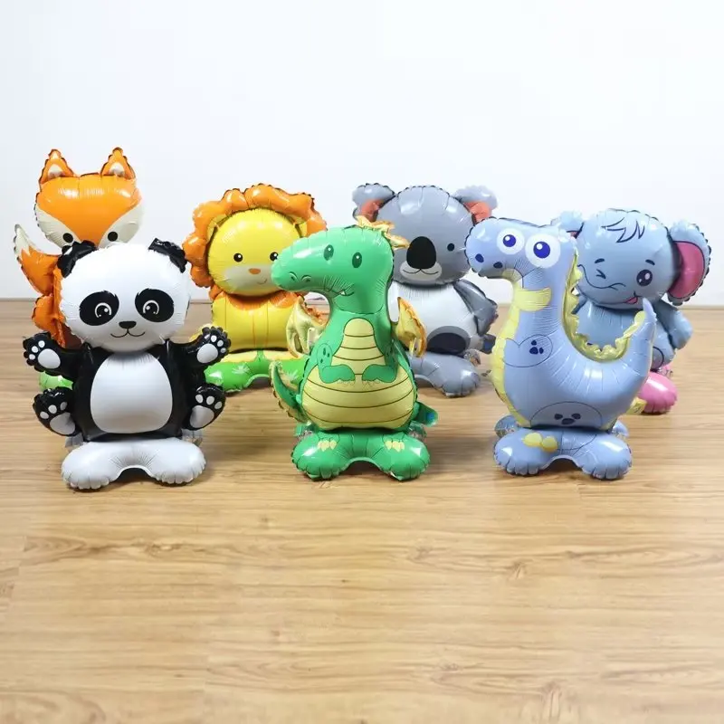 3D Stand Animal Foil Balloon Cartoon Lion Elephant Koala Fox  Balloon  For  Happy Birthday Party Decoration Kids  Toy