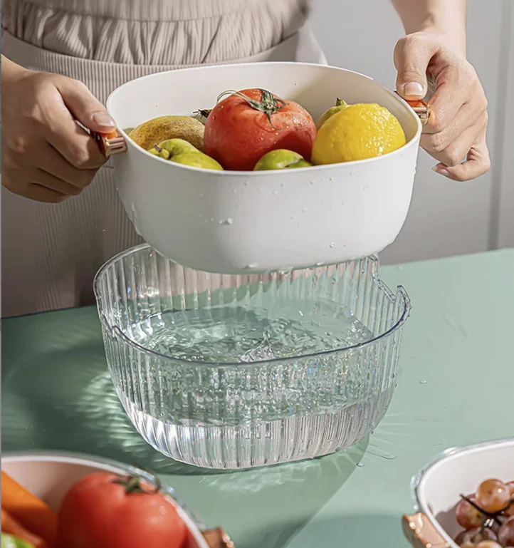 New Vegetable Washing Plate Drain Basket Fruit Plate Living Room Household Filtered Water Washing Basket