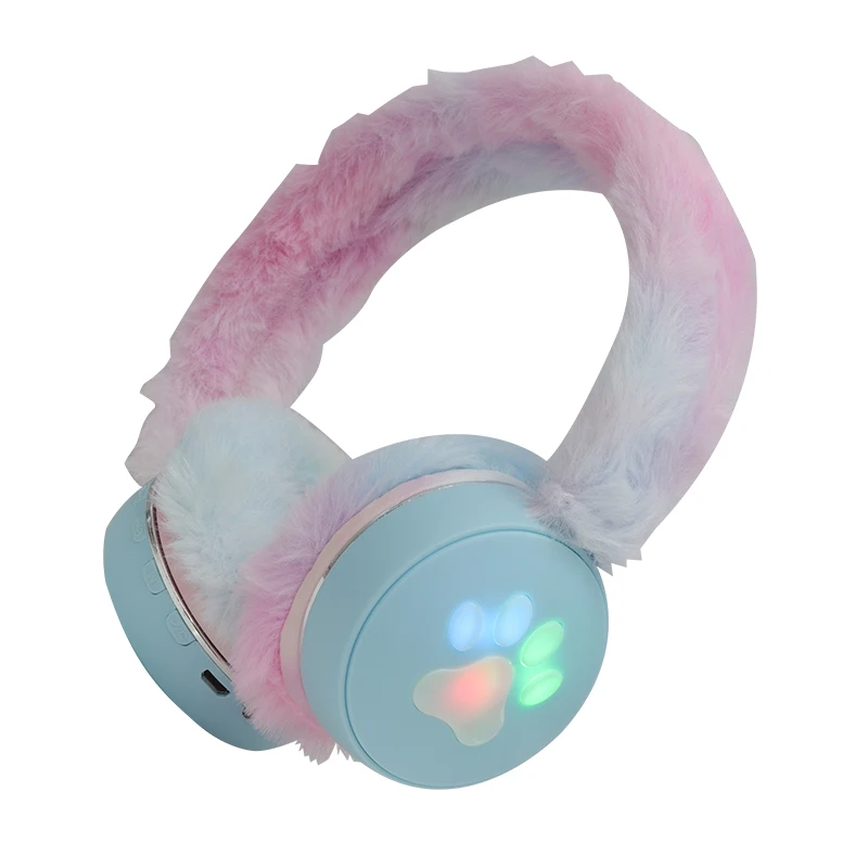 Cute Winter plush pink led earphone  RKD-6828 Headphones with Ear Covers Design wireless gaming headset for mobile phone