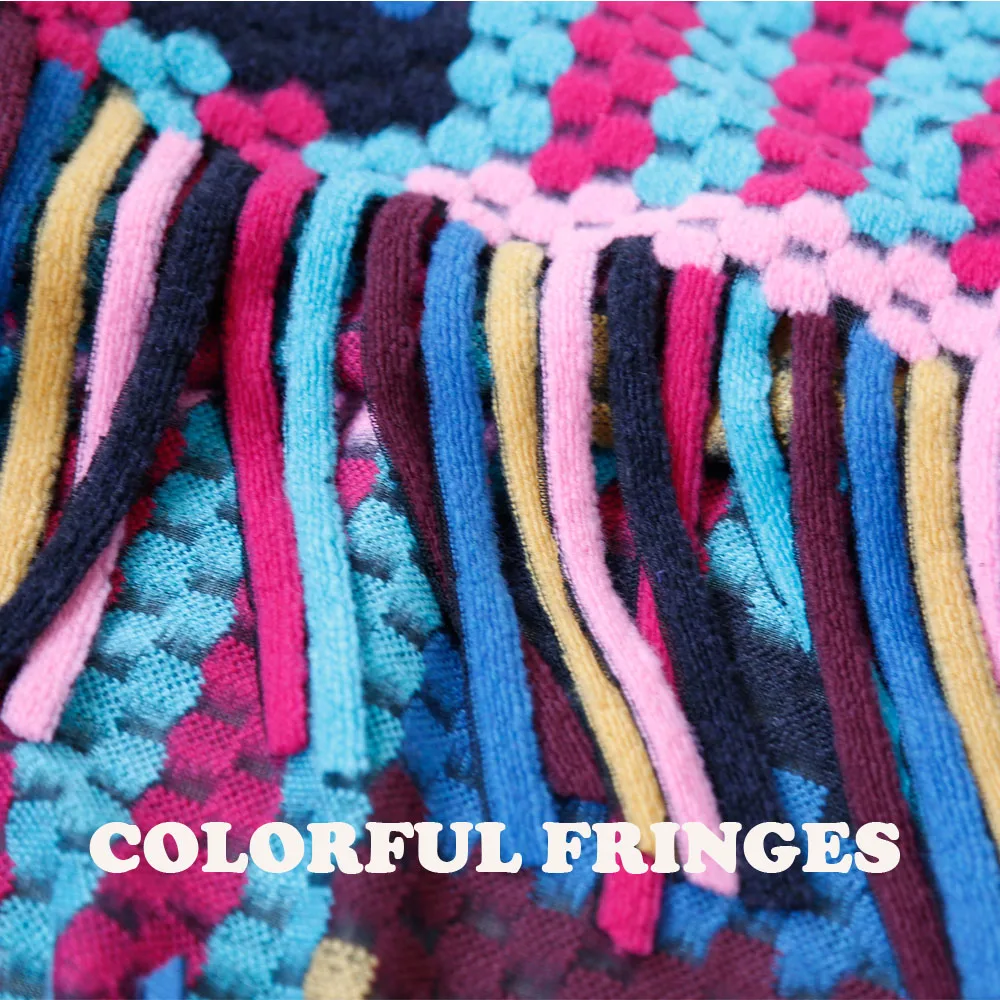 Lady Big Size Warp Scarf New Designed Wool Blended Color Blocked Shawl With Tassel Long Shawl With Fur Trim