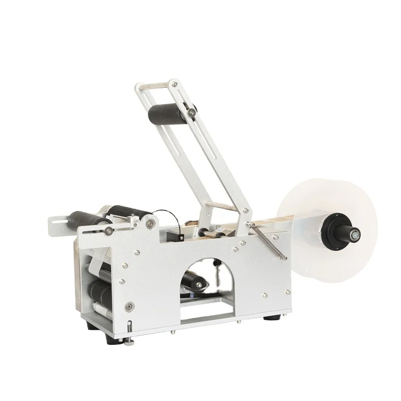 Semi automatic metal plastic glass PET bottle sticker labeling machine