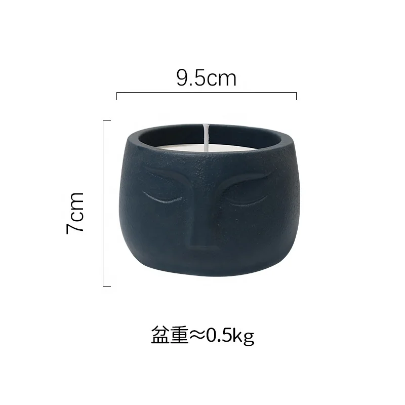 wholesale cement soy other private label matte ceramic face candle holders lanterns unique  stand candle jars