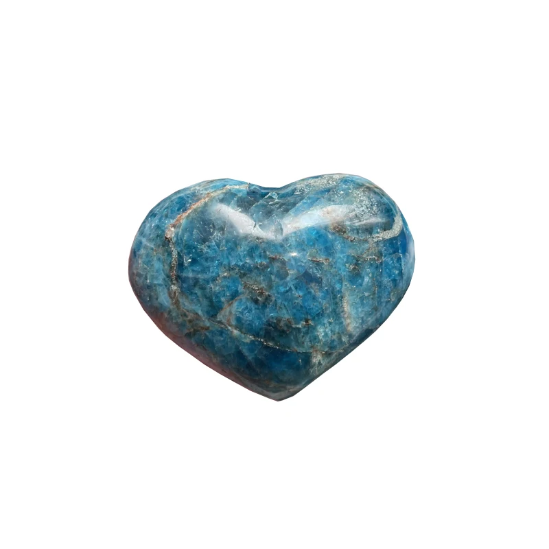 Wholesale natural hand Carved Crystal Heart folk Crafts Polished Blue Apatite Stone Crystal Heart