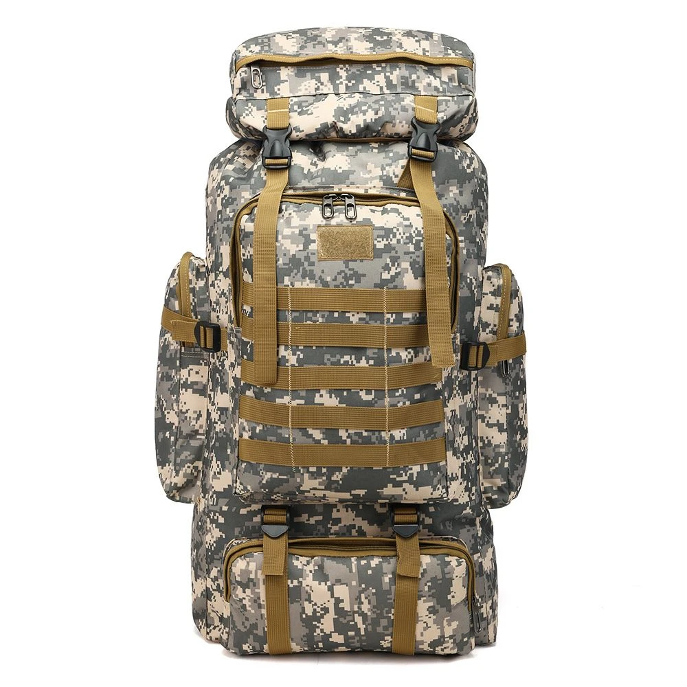 2024 Factory-direct Wholesale 70L Waterproof Camo Backpack Hiking Camping Backpack Travel Rucksack Outdoor Sports Climbing Bag