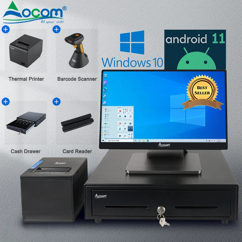 POS-1562 OCOM Супер тонкий водонепроницаемый 15 6 дюймов алюминиевый кассовый аппарат Windows Android розничная продажа решение сенсорный экран Pos система