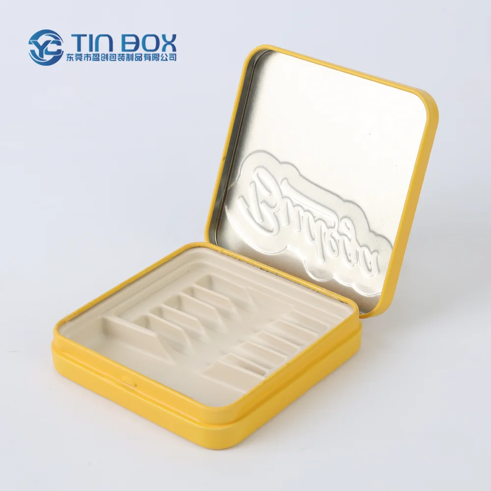 Reusable Child Resistant Tin Printing Childproof Tin Case Can Mint Candy Tin Box Packaging With Hinged Lid