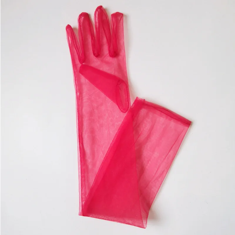 New Women Ultra Thin Gloves Tulle Elbow Long Wedding Bride Dress Mittens Sheer Transparent Sunscreen Vintage Gloves
