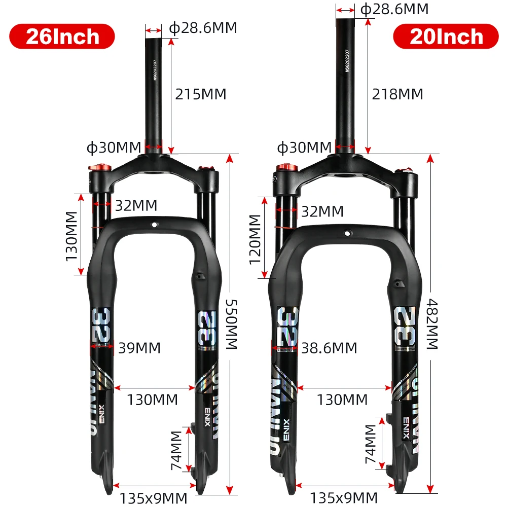 China Supplier Durable Alloy Fat Bike Fork Air Mtb Bicycle 26 27.5 29 Inch Suspension Fork