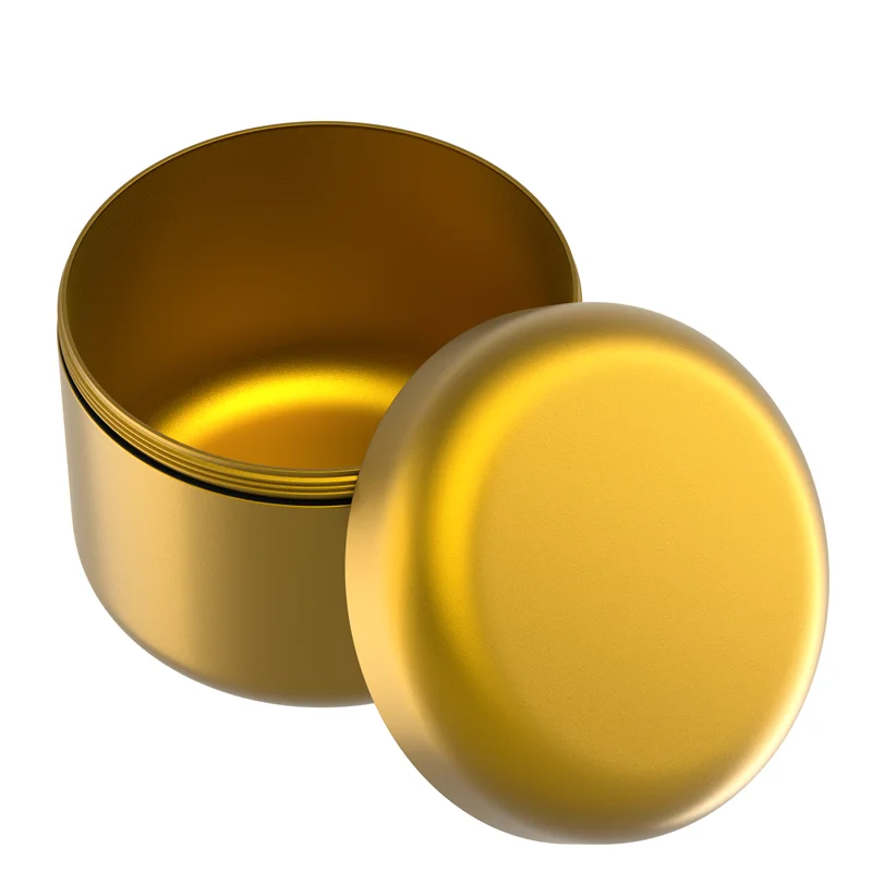 White Smell Proof Aluminium Round Herb Airtight Container Storage Boxes Metal Jar with Lids