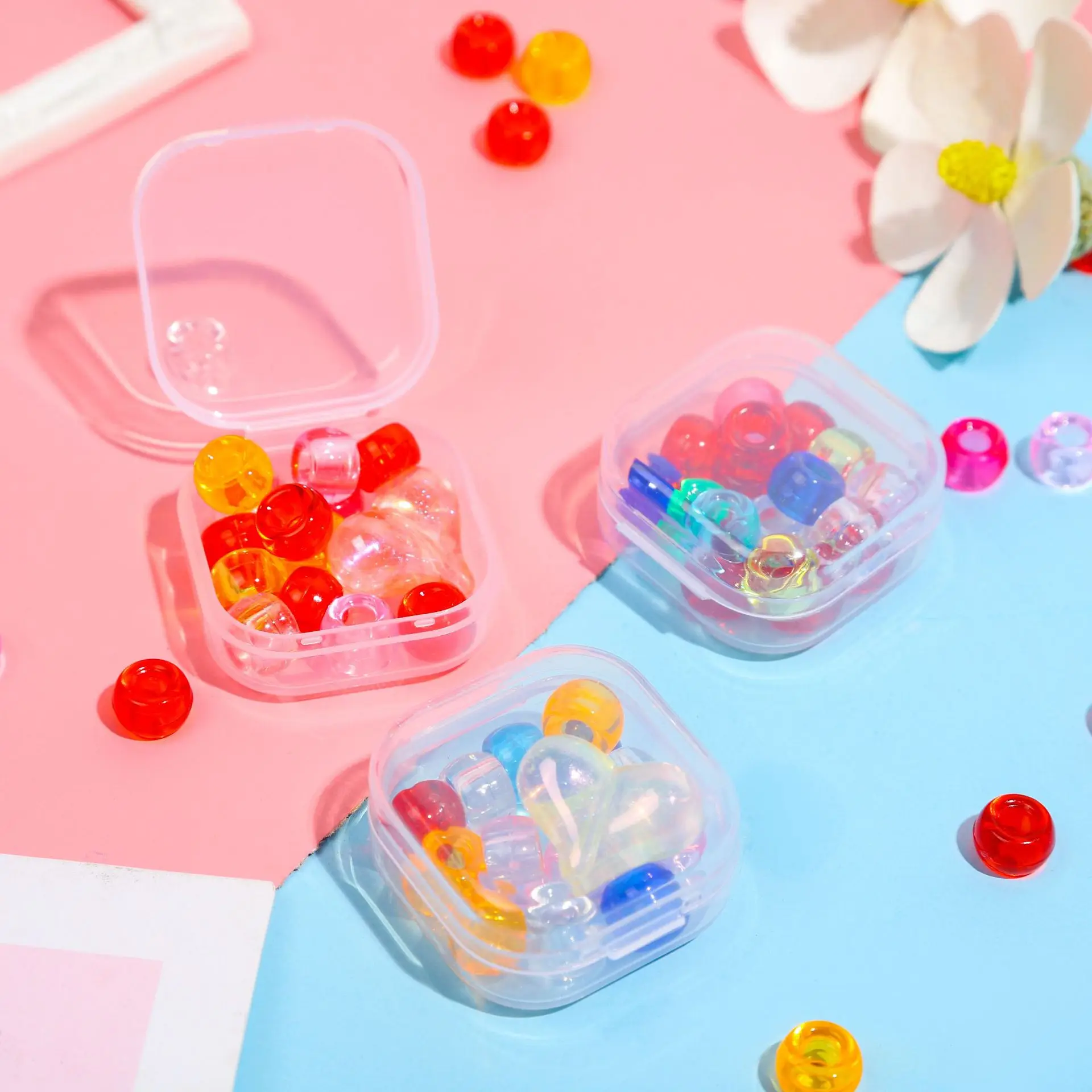 Earplug box transparent square case PP plastic  fish hook jewelry packaging case component accessories srorage container