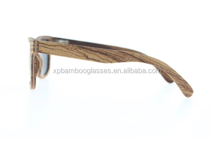 low MOQ Custom logo bamboo polarized sunglasses handmade mens zebra wood sunglass with grey TAC LENS