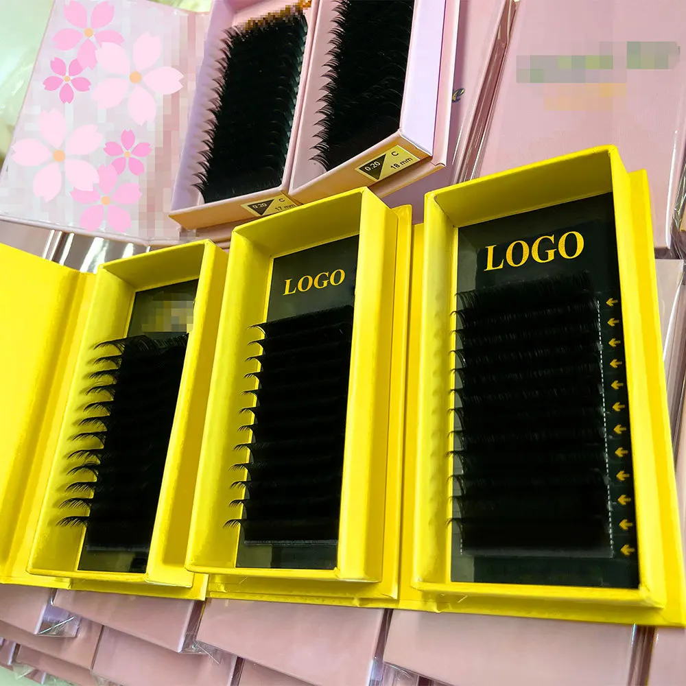 Korean Pbt 25mm Custom Private Label Mink Individual Lashes Las Supplies Lash Trays Volume Classic Cashmere Eyelash Extension