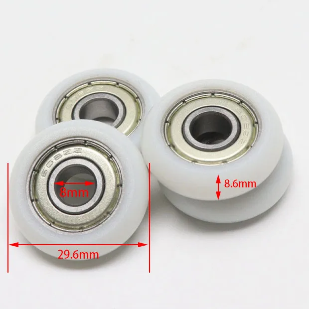 608 Rowing seat wheel 8x29.6x8.6mm nylon roller pulley coated 608zz bearing for rowing machine