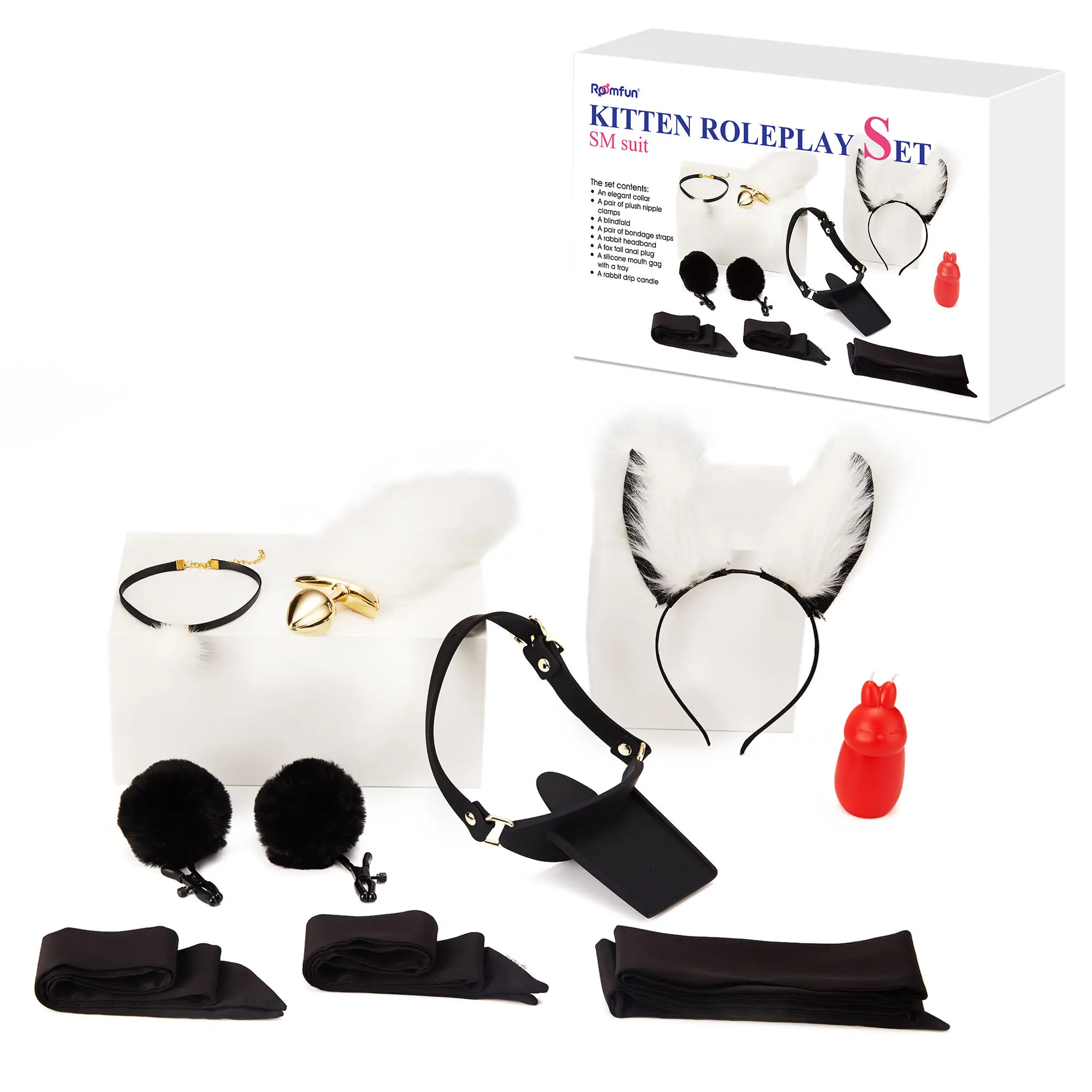 8 Pcs Fetish Mouth Gag Handcuffs Bondage Restraint Slave Game Set Bdsm Sex Toys With Bullet Vibrator Anal Butt Plug Kit