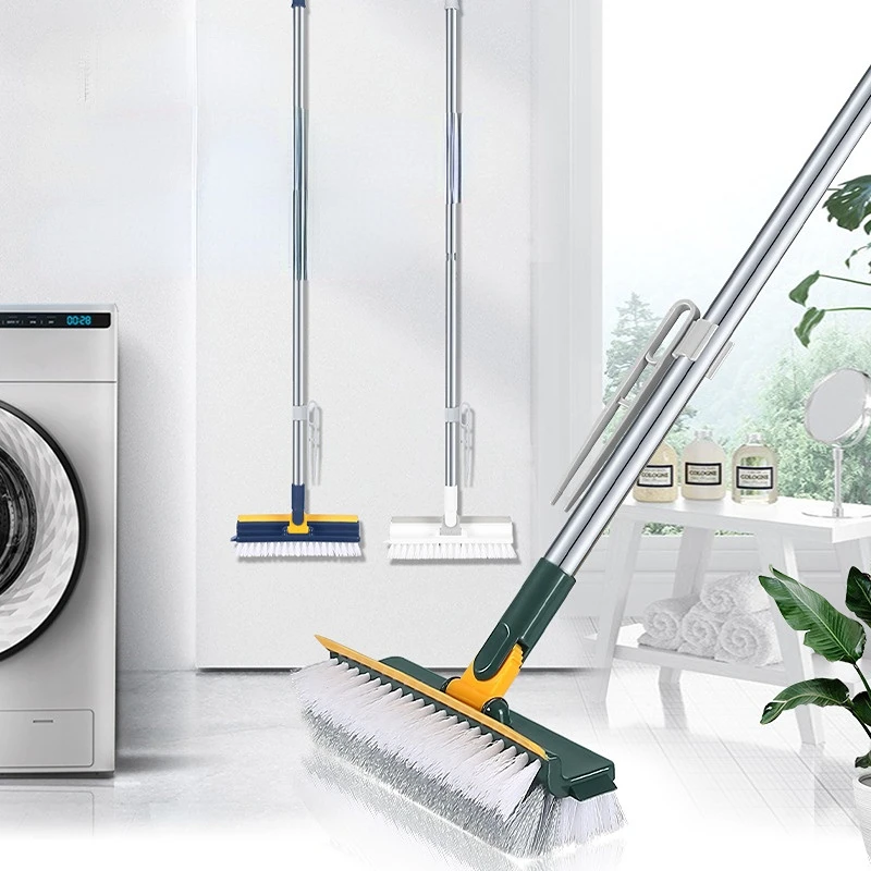 FF2462 Multifunction 3 in 1 Scrape Floor Scrubber Household Bathroom Patio Garage Cleaning Brush Long Handle Floor Scrub Brush