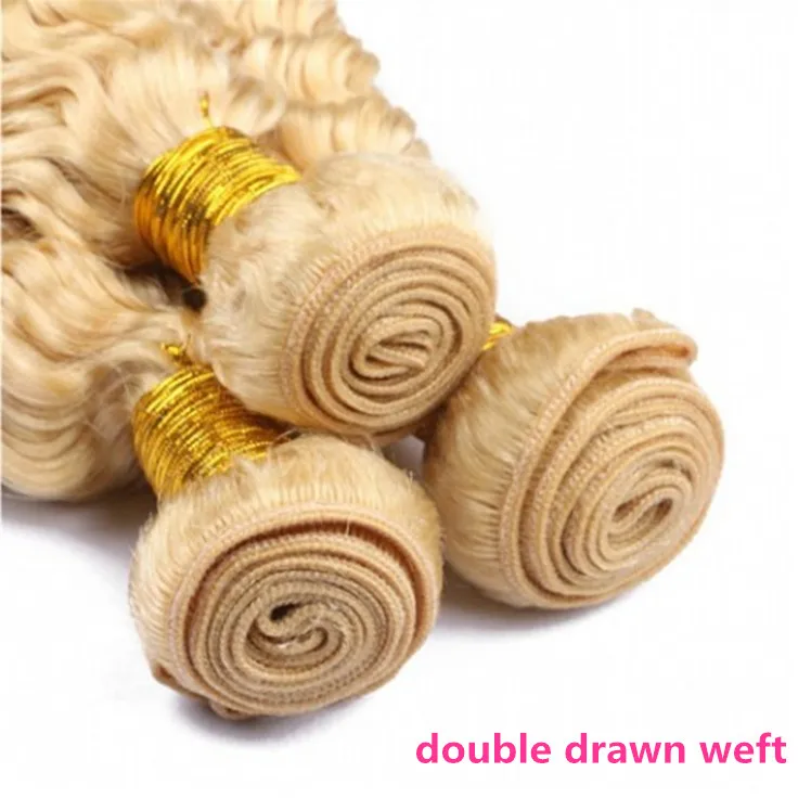 Buy Cheap Natural Hair Pre pluck Honey Blonde Lace Front Wigs Curly European 613 Deep Wave Human Hair Bundles With Lace Frontal