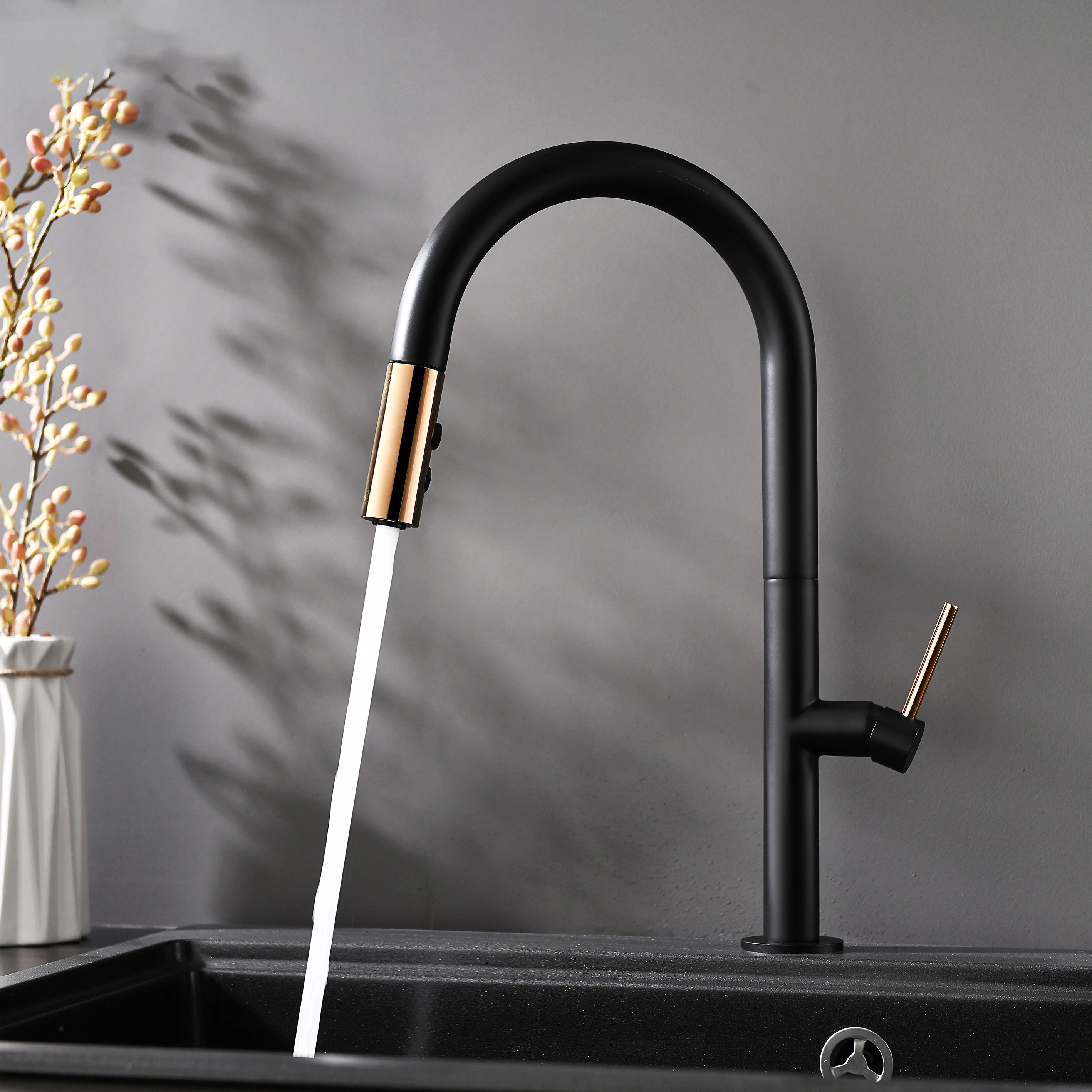 Holmine kitchen vase shaped zinc alloy 35 ink cartridge color pull-out faucet kitchen sink faucet/kitchen mixer/sink faucet