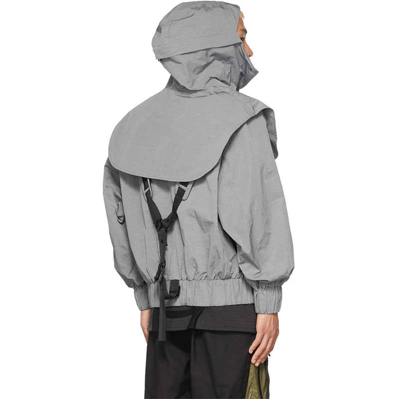 OEM custom made new fashion mens removable rain shield outdoor jackets detachable hood windbreaker