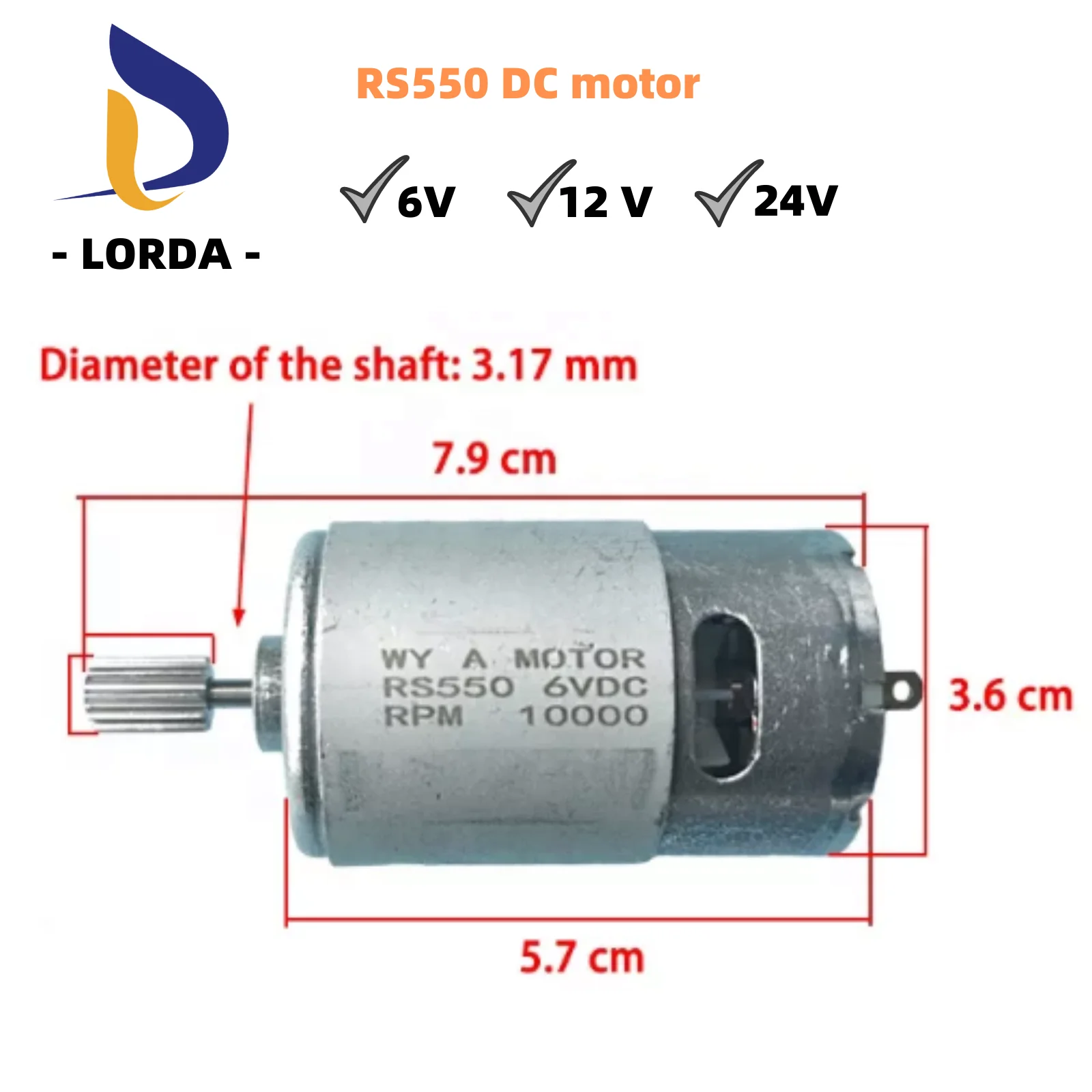 Lorda 6V 12V 24V RS550 DC motor baby car ride on car kids electric kids ride on car parts
