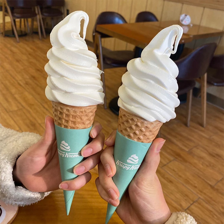 Custom Printed Disposable Paperboard Food Grade Packaging Pizza Packing Kraft Crepe Egg Bubble Waffle Ice Cream Paper Cone Cup