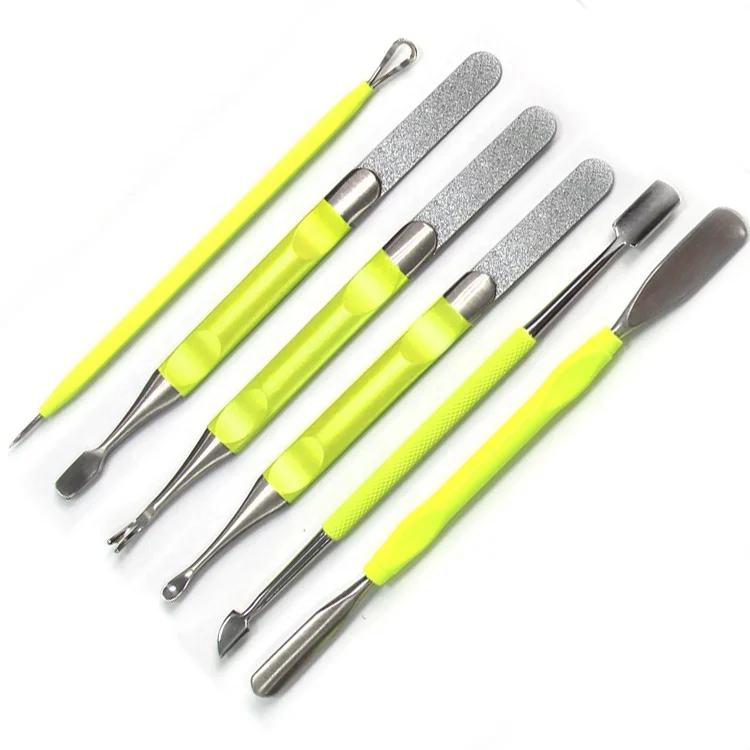 6pcs Durable Dual Head Nail Trimmer with PU Case Easy Portability Colorful Cuticle Pusher Manicure Cleaner Tools Nail Art Tools
