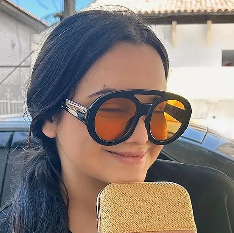 Lbashades 9188 retro sunglasses double bridge sunglass women oversized glasses big round shades sun glasses 2024