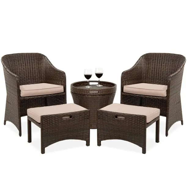 Лучший выбор продуктов из 5-ти предметов открытый плетеная патио бистро Экономия пространства стул набор