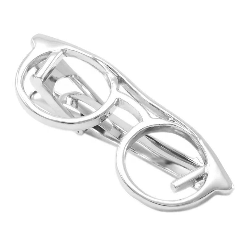 SAVOYSHI Trendy Glasses Design Tie Clips for Men Necktie Tie Bar Clasp Tie Pin Fashion Special Mens Gift Free Carving Name