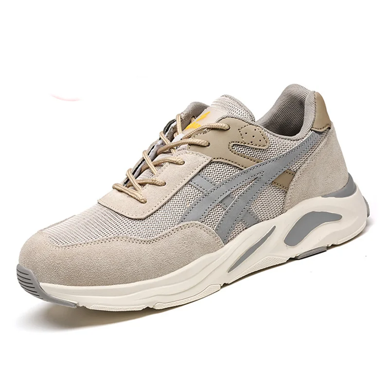 Outdoor  safety Sneaker Men High Quality Stylish steel toe Work Safety Shoes , leather lightweight sports safety shoes