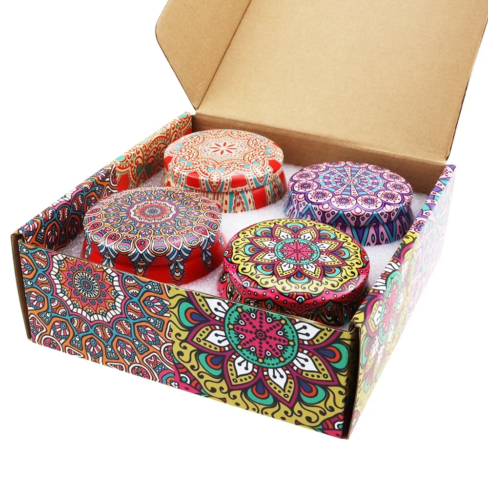 Ready to ship! 4 things. Boxed, Mon/Orange Scents Pairs, Luxury Metal Tin, 4.4 Oz, Scented Soy Candles, Gift Set