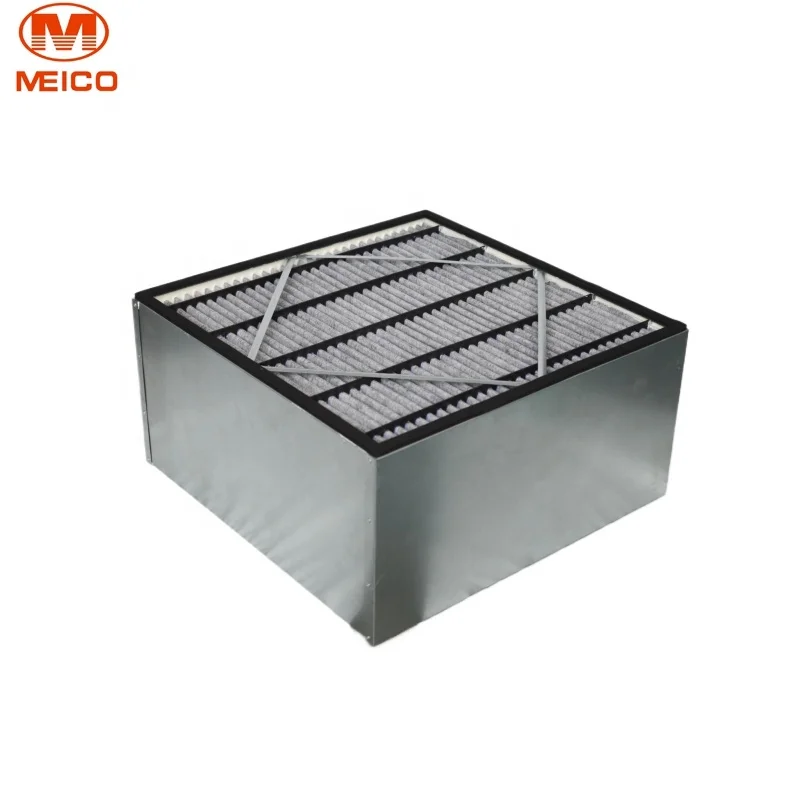 HEPA Chemical Filter Pleat Air Filter Galvanized Frame Pleated Box Filter Chemical Resistance Air Clean Equipment