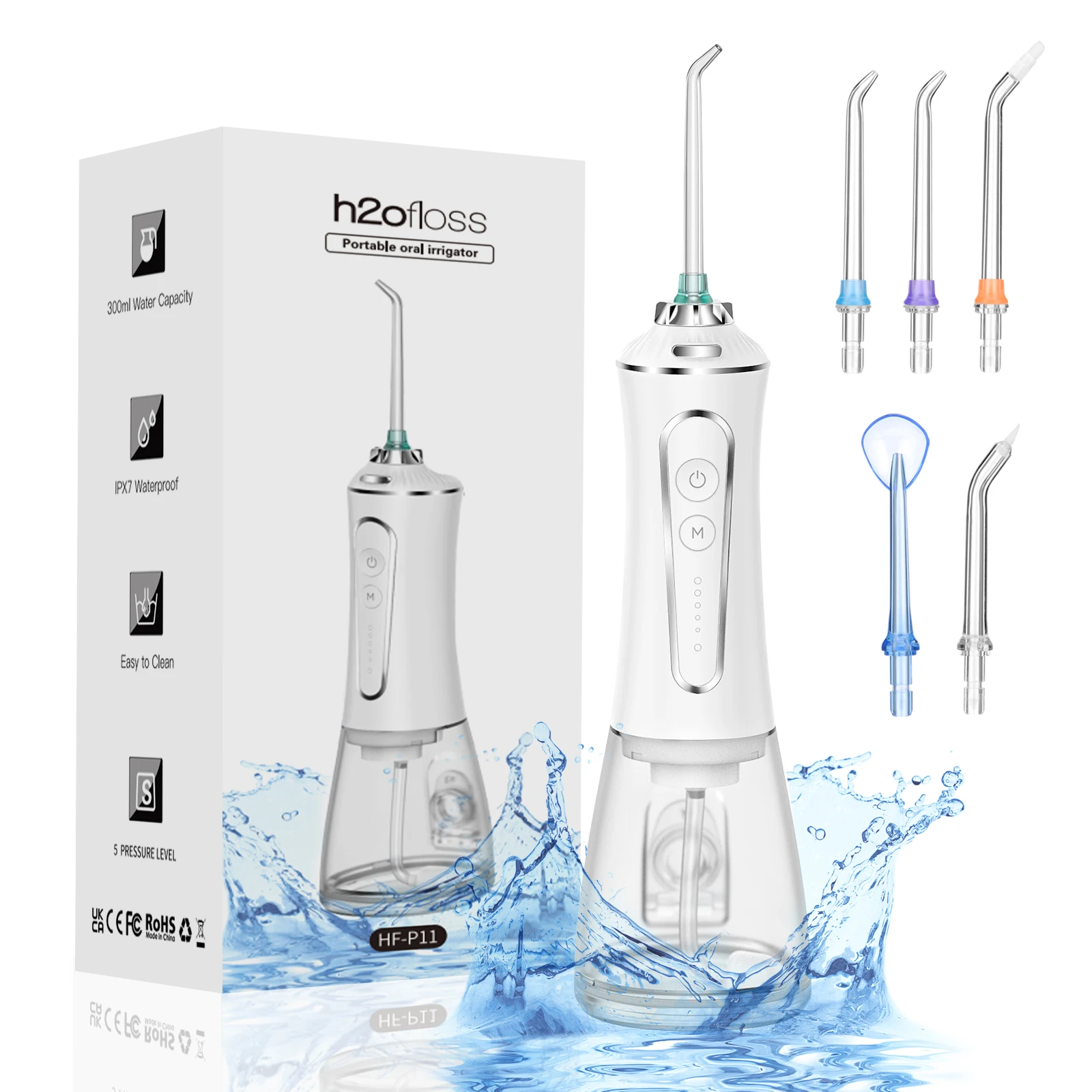 Ирригатор полости рта H2ofloss беспроводной ирригатор Портативный Стоматологический перезаряжаемый и водостойкий IPX7 для чистки зубов
