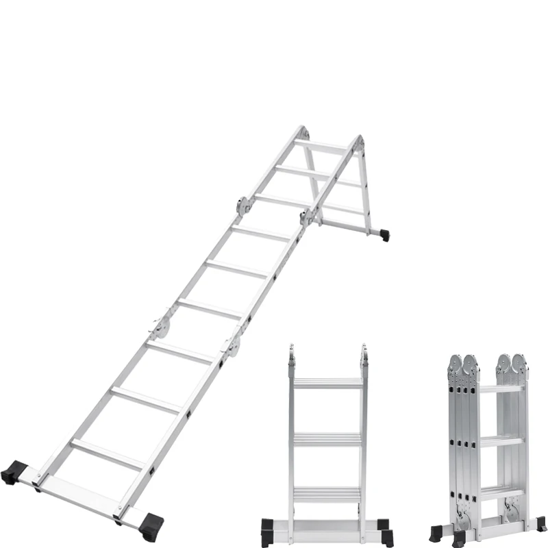 Foldable aluminum ladder multifunctional extension folding warehouse anti-skip ladder